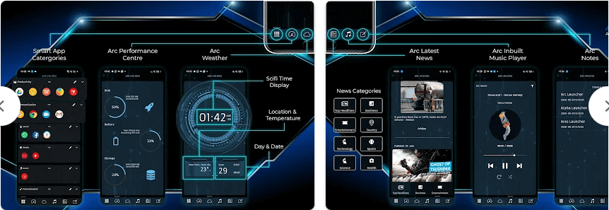 Arc Launcher Pro Apk v48.8 Free 3D/2D Themes and WallPaper App APK Arc Launcher Pro MOD Apk Full Version
