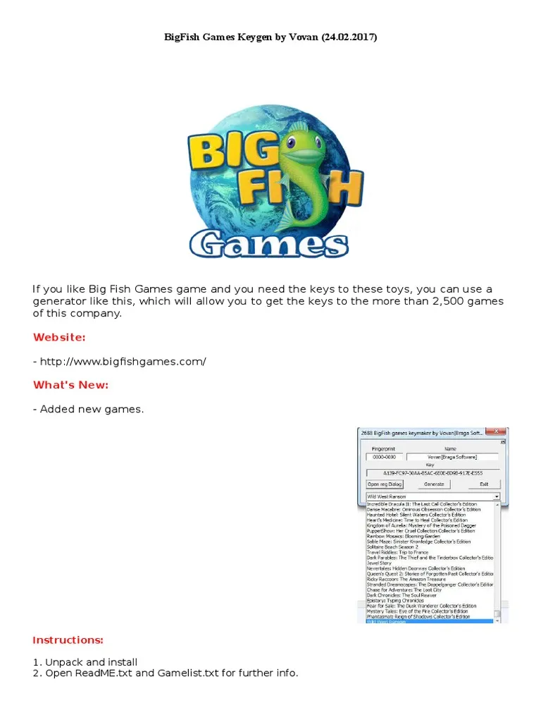 BigFish Games Universal Keygen Best Big Fish All Games Activator Software Download BigFish Games Universal Keygen Full Version