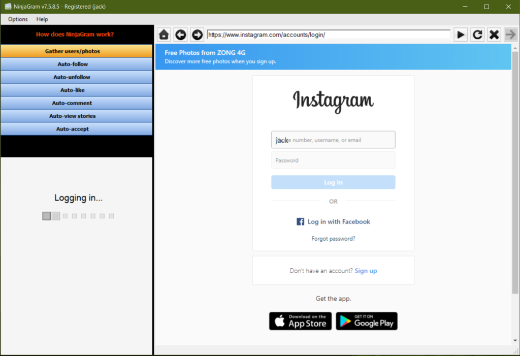 Ninjagram Instagram Software Free Download